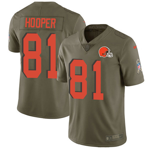 Nike Browns #81 Austin Hooper Olive Youth Stitched NFL Limited 2017 Salute To Service Jersey